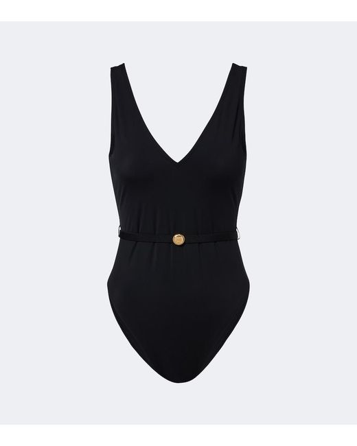 Tory Burch Black Double T Belted Swimsuit