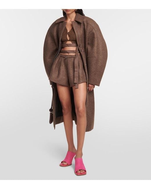 Jacquemus Pink Les Mules Rond Carre Asymmetrical Suede Mules