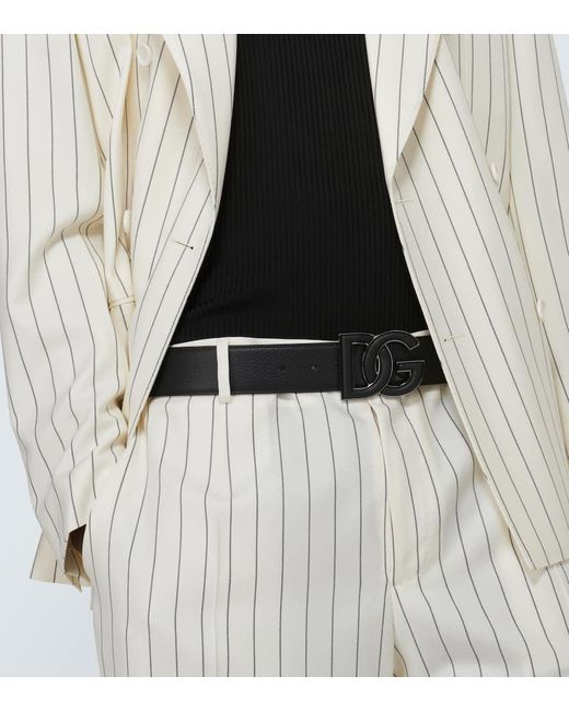 Cinturon DG de piel Dolce & Gabbana de hombre de color Black