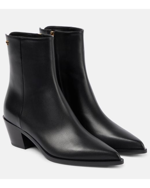 Gianvito Rossi Black Kinney Leather Ankle Boots