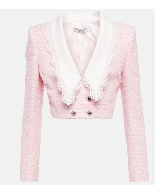 Alessandra Rich Pink Cropped Tweed Jacket