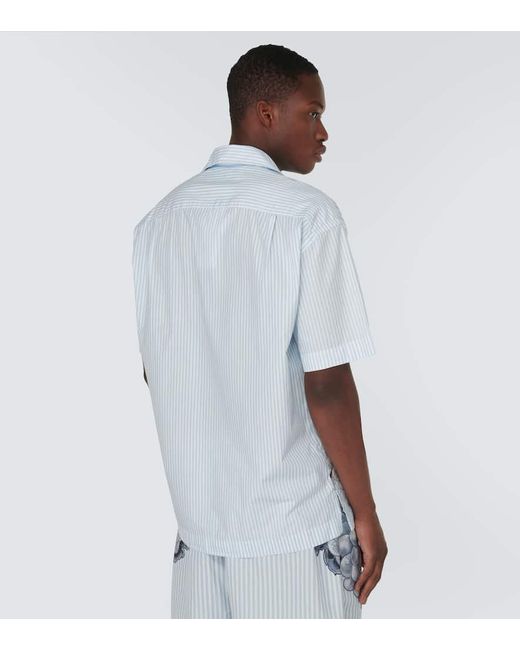 J.W. Anderson White Striped Printed Cotton Poplin Shirt for men