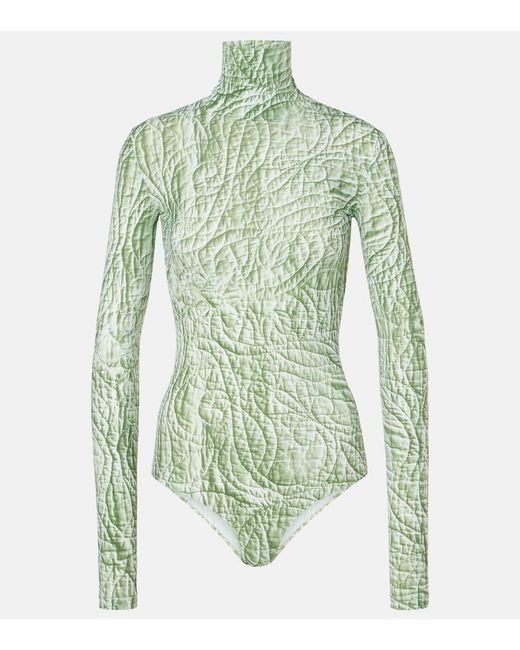 MM6 by Maison Margiela Green Printed Jersey Bodysuit