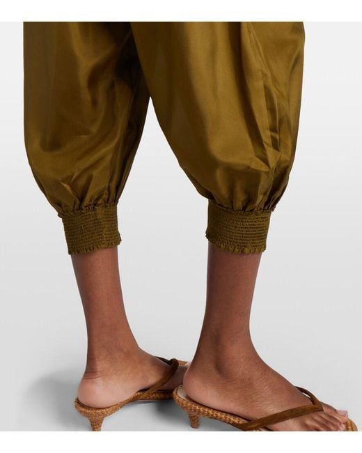 Zimmermann Green Mahon Cropped Silk Balloon Pants