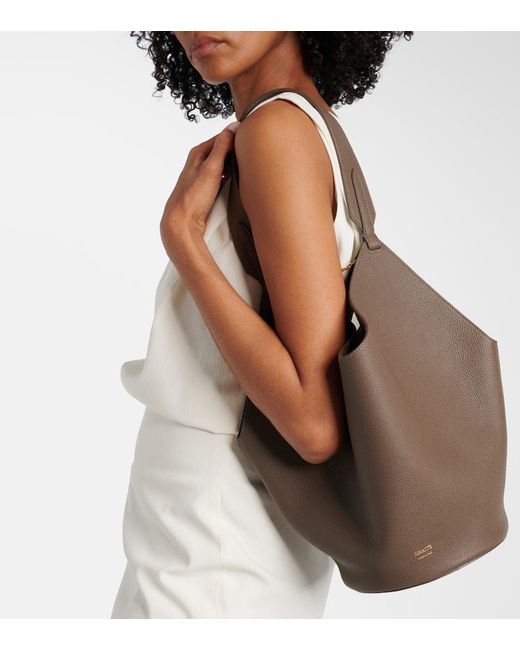 Khaite Brown Lotus Small Leather Tote Bag