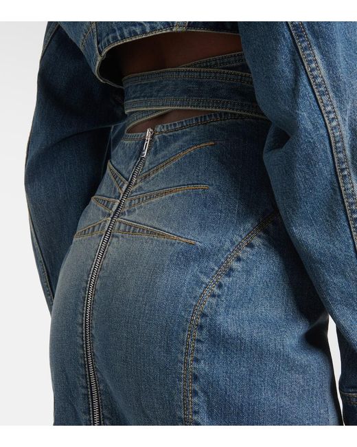 Alaïa Blue Denim Midi Pencil Skirt