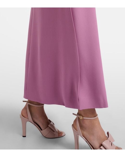 Valentino Purple Cady Couture Feather-Trimmed Gown