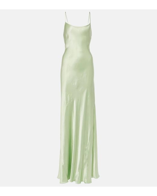 Victoria Beckham Green Satin Slip Dress