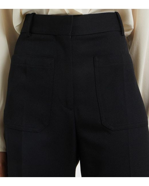 Victoria Beckham Black Weite High-Rise-Hose Alina
