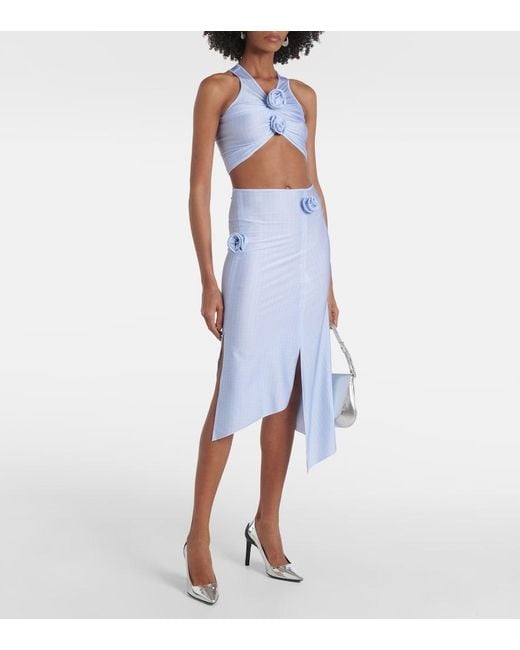Coperni Blue Floral-Applique Crop Top