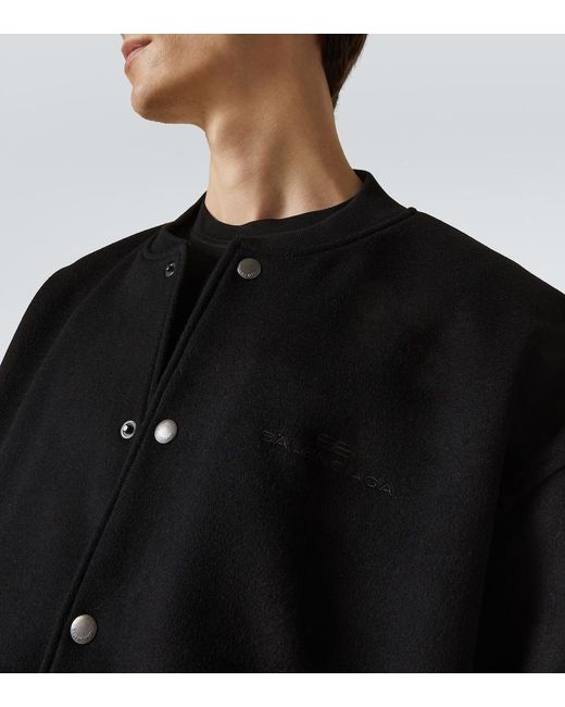 Balenciaga Black Wool Bomber Jacket for men