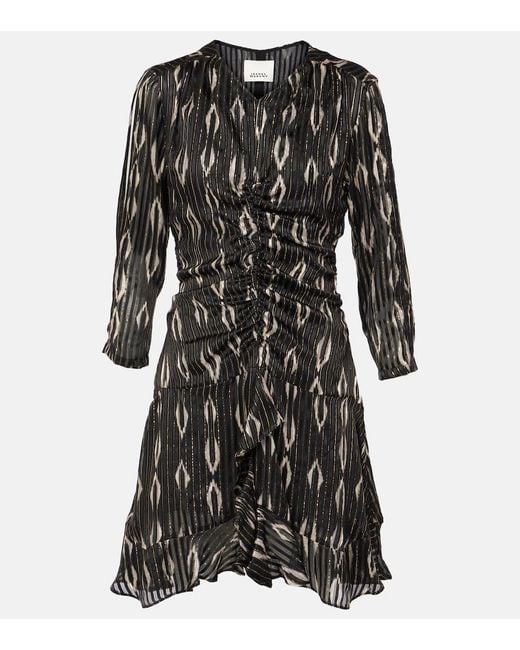 Isabel Marant Black Octavia Snake-Effect Silk-Blend Minidress
