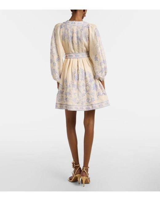 Zimmermann Natural Indra Floral Linen Minidress
