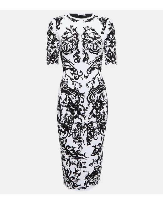 Alaïa White Alaia Printed Midi Dress