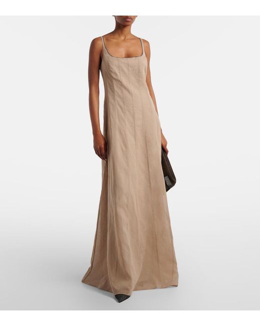 Brunello Cucinelli Natural Cotton Maxi Dress