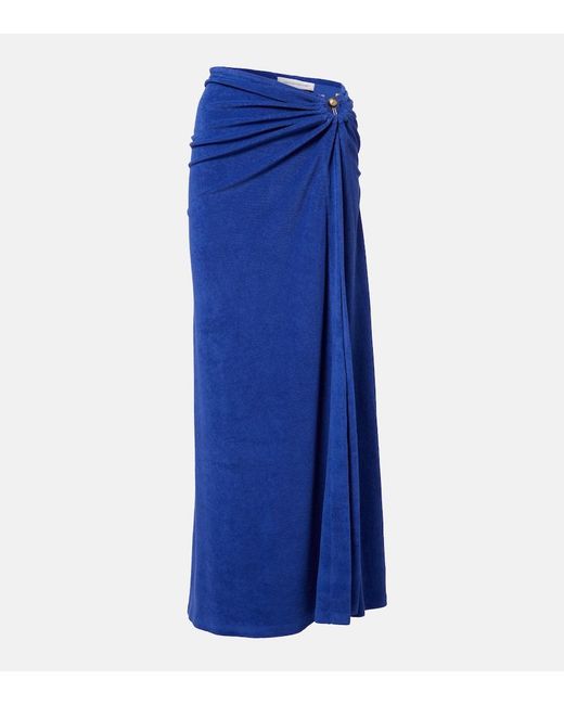 Christopher Esber Blue Cotton-Blend Terry Maxi Skirt