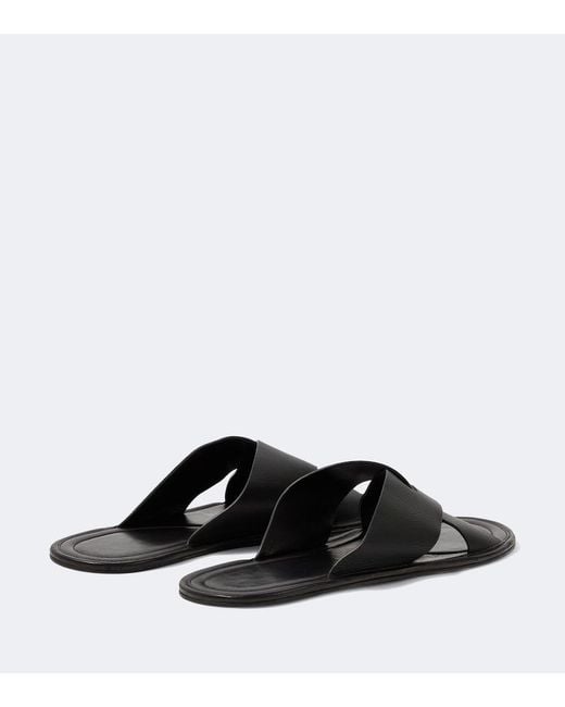 The Row Black Malick Cross Leather Sandals for men