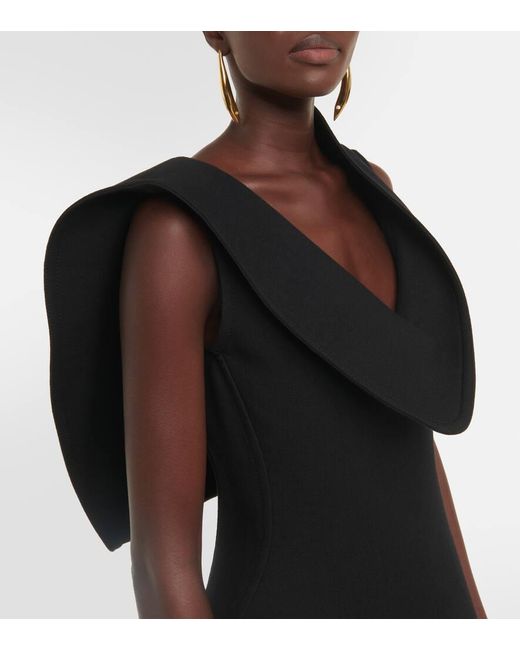 Vestido midi de algodon estructurado Bottega Veneta de color Black
