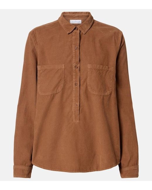 Velvet Brown Arielle Cotton Corduroy Shirt