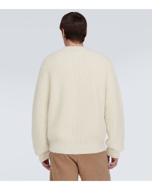 Loro Piana White Ribbed-knit Cashmere Sweater for men