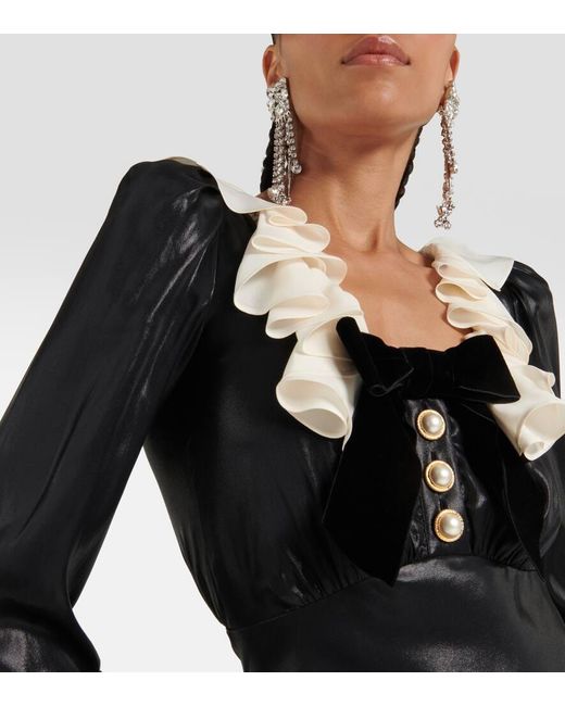 Glossy Black Midi Kleid di Alessandra Rich