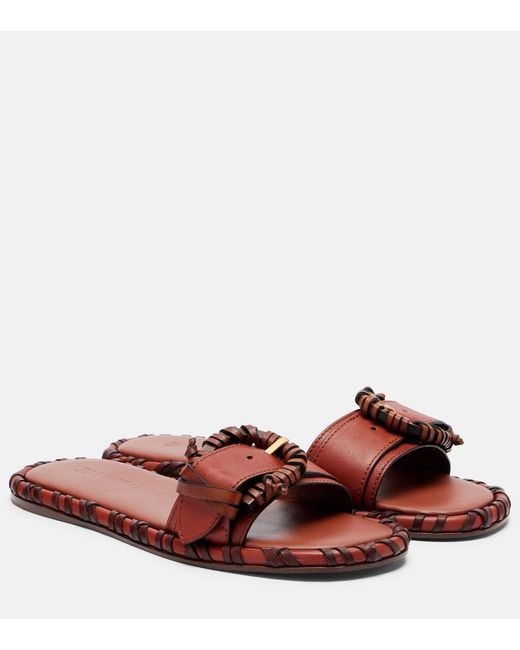 Zimmermann Red Alchemy Leather Slides