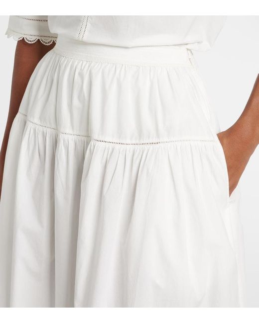 Ulla Johnson White Harlow Cotton Poplin Maxi Skirt