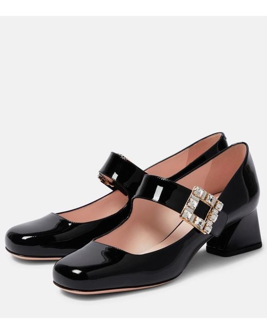 Roger Vivier Black Patent Leather Tres Viv Mary Janes 45