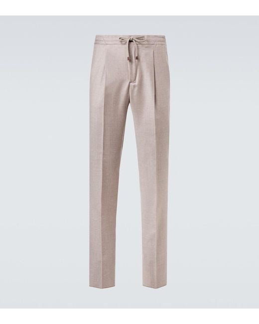 Slowear Natural Virgin Wool Flannel Slim Pants for men