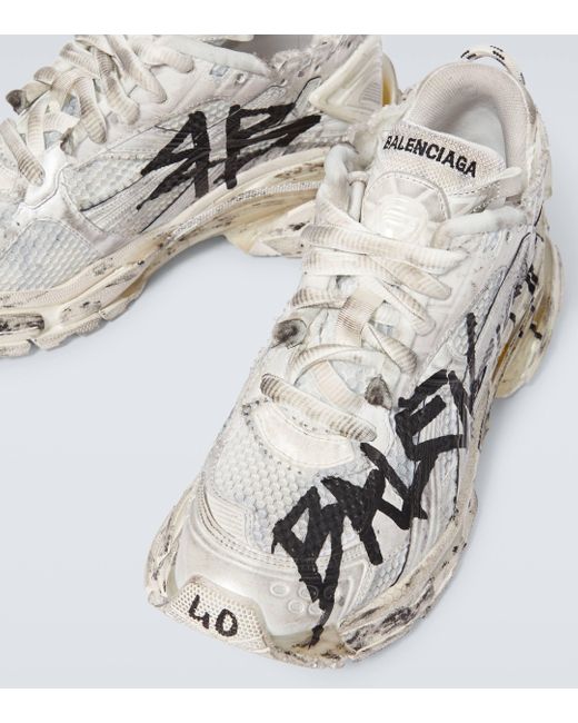 Balenciaga Metallic Runner Graffiti Distressed Sneakers for men