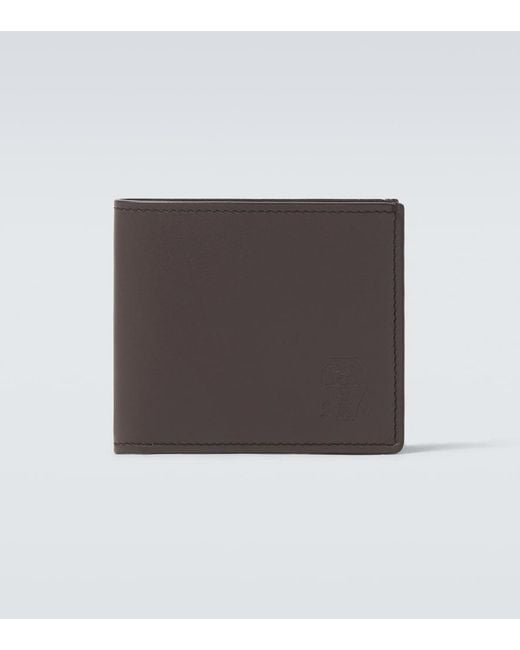 Brunello Cucinelli Brown Leather Bi-Fold Wallet for men