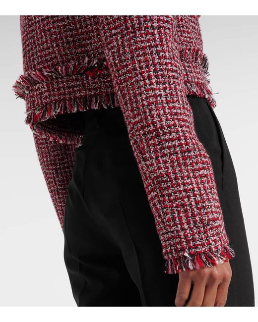 Safiyaa Red Wool-Blend Tweed Jacket