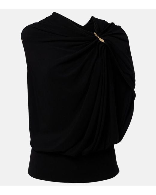 Sportmax Black Draped Crepe Top