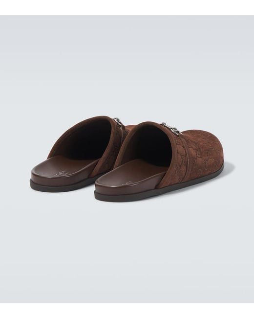 Mules Horsebit Gg En Daim Gucci pour homme en coloris Brown