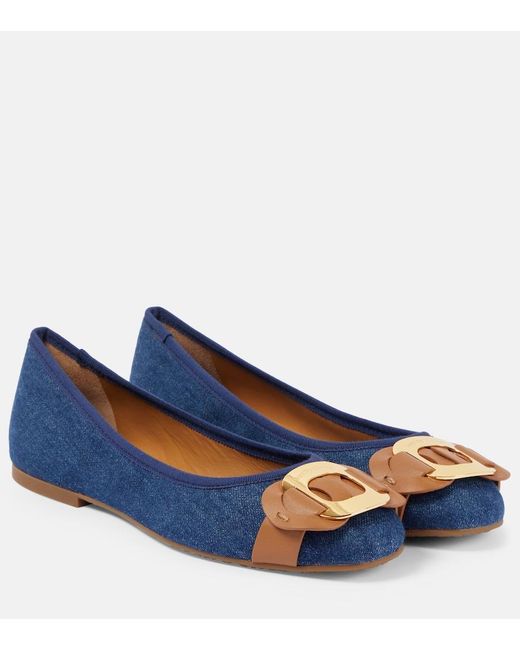 See By Chloé Blue Chany Denim Ballet Flats
