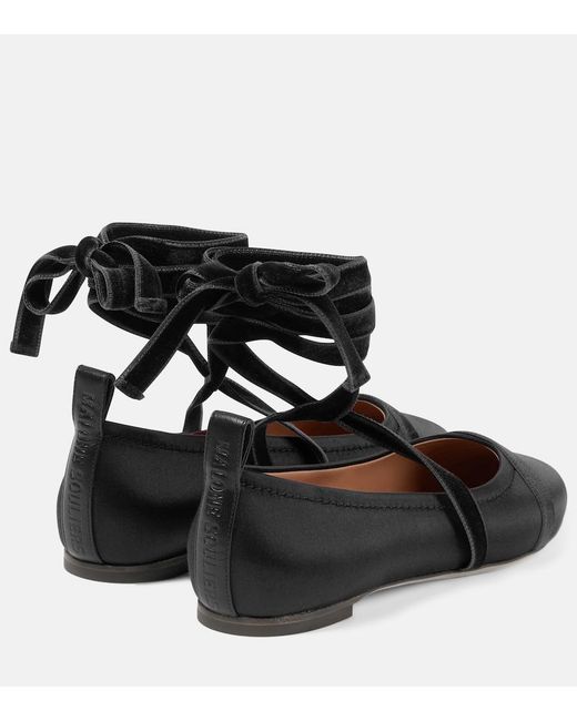 Malone Souliers Black Spencer Satin Ballet Flats