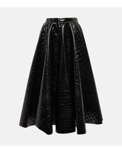 Alaïa Black Alaia Croc-effect Midi Skirt