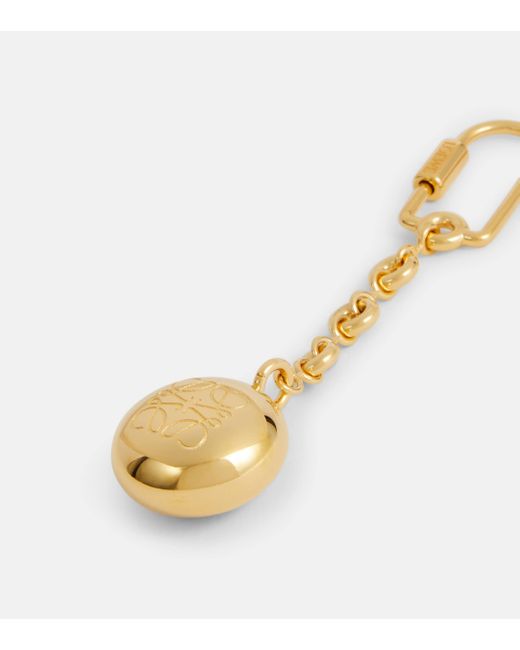 Loewe Metallic Anagram Pebble Keychain