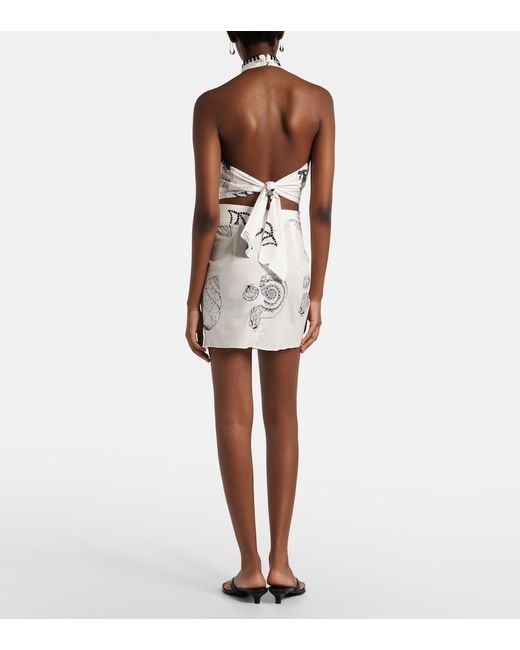 Poupette White Tilda Printed Cotton Wrap Skirt