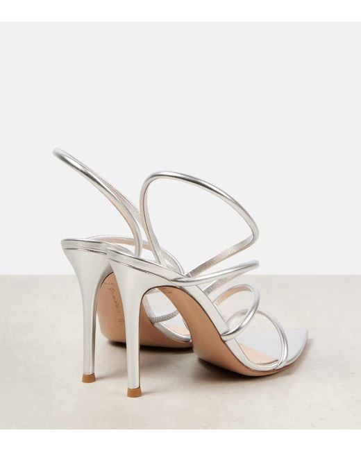 Gianvito Rossi White Ettie 105 Metallic Leather Sandals