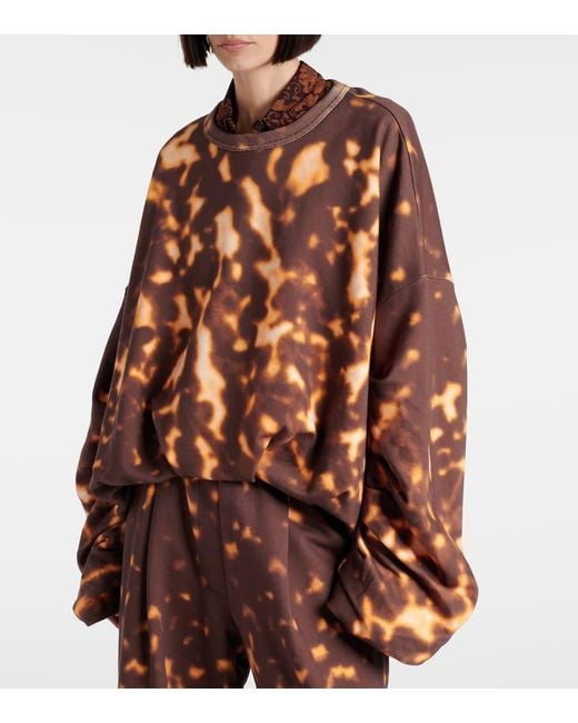 Dries Van Noten Brown Printed Gathered Cotton Sweatshirt