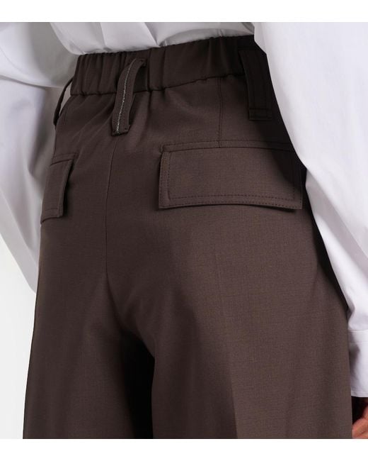 Bermudas En Mezcla De Lana Con Cuentas Monili Brunello Cucinelli de color Brown