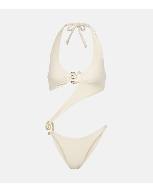 SAME White Badeanzug Halter Spiral