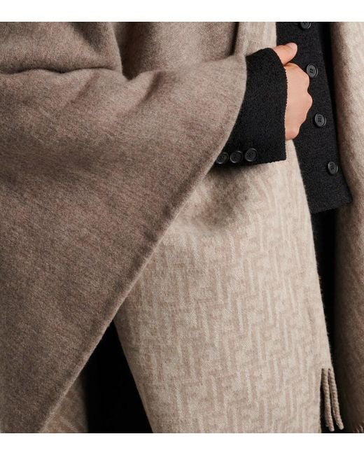 Fendi Brown Reversible Wool And Cashmere Poncho