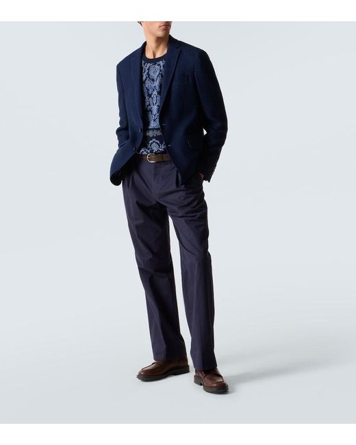 Jersey De Algodon En Intarsia Etro de hombre de color Blue