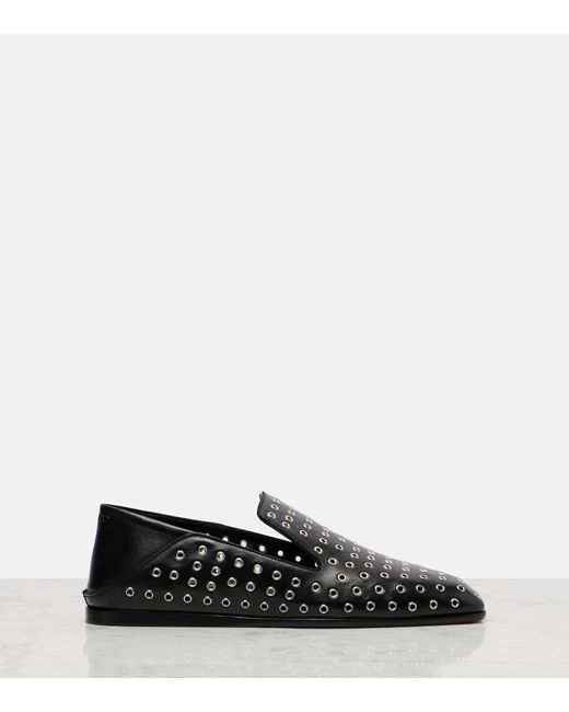 Jimmy Choo Gray Eliot Embellished Leather Slip-On Shoes