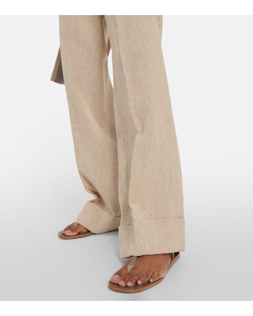 Brunello Cucinelli Metallic Embellished Suede Thong Sandals