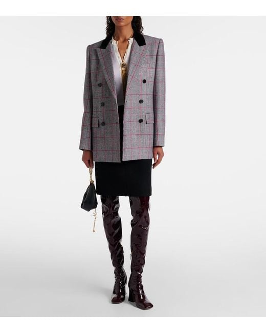 Chloé Gray Double-Breasted Blazer With A Check Pattern