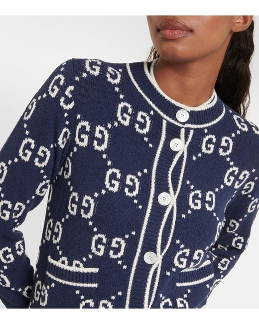 GG Jacquard Cotton Blend Skirt in Blue - Gucci Kids