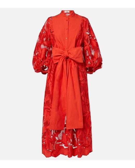 Erdem Embroidered Mesh Midi Dress